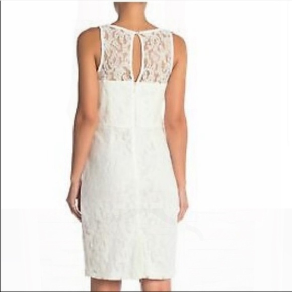 Marina Sleeveless Lace Sheath Dress in White Size 4 - Picture 2 of 6